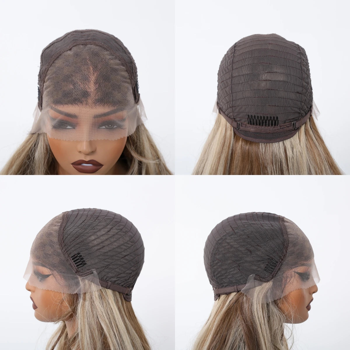 Brown Blonde Highlight Wigs 13*4 Lace Front Wig For Women Daily Party Long Layer Synthetic Hair Heat Resistant Natural Hairline