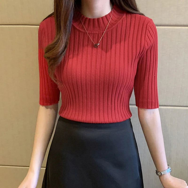 Blusas Mujer Blouses Top FemmeTops Women Blusas Mujer De Moda 2026 Verano Short Sleeve Knit Blouse Women Knitted Pullovers E525