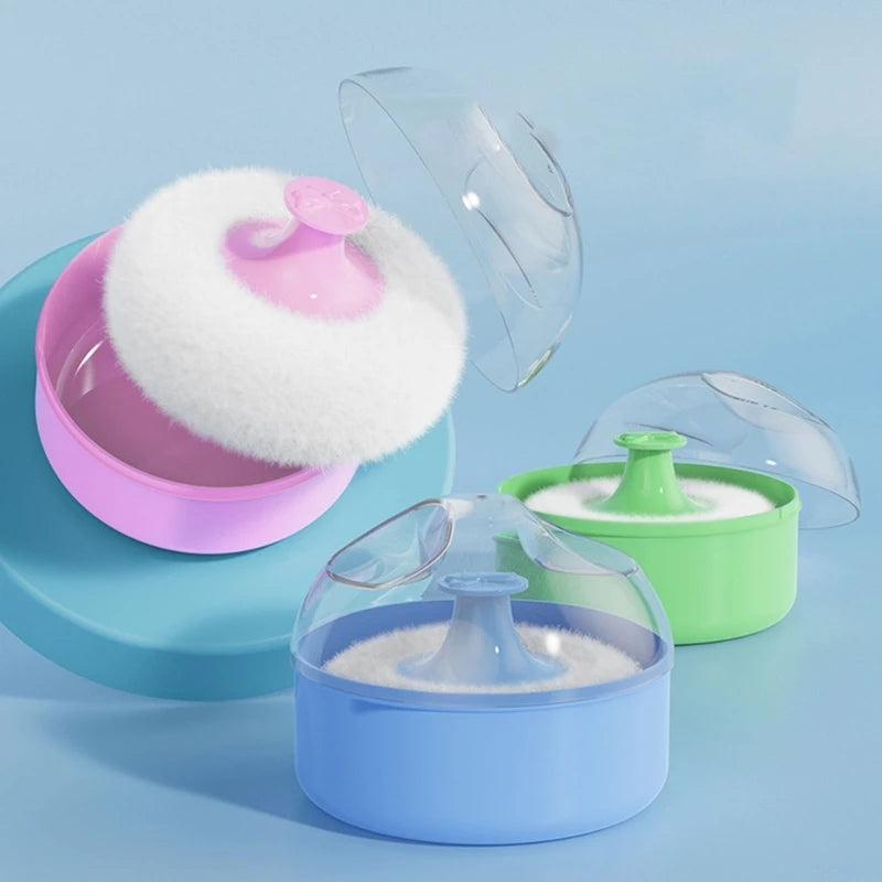 Baby Body Cosmetic Powder Puff and Container Case Newborns Body  Powder Puff with Empty Storage Box Children Body Care Tool