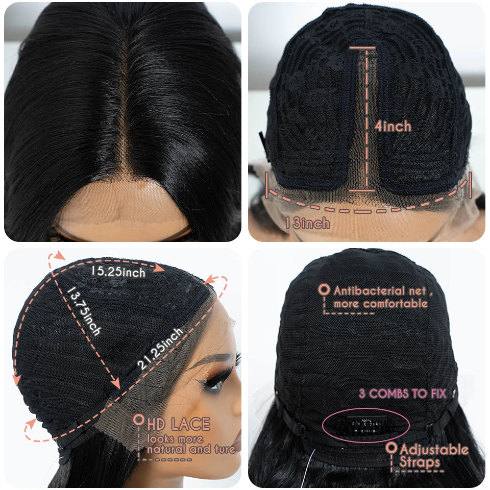 FREEDOM Straight Synthetic Lace Front Wigs For Black Women Ombre Blonde Brown Lace Wig 20 Inch Wig With Bangs Cosplay Lace Wig
