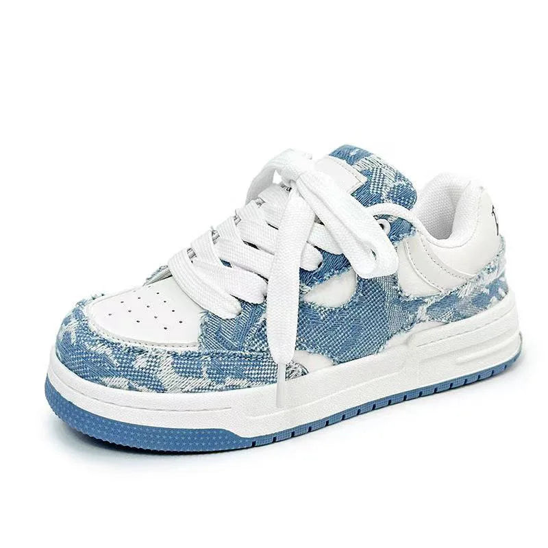 2026 Spring New Thick-Soled All-Match Casual Sneakers Female Couple National Trend Niche Denim Blue Couple Bread Shoes Male