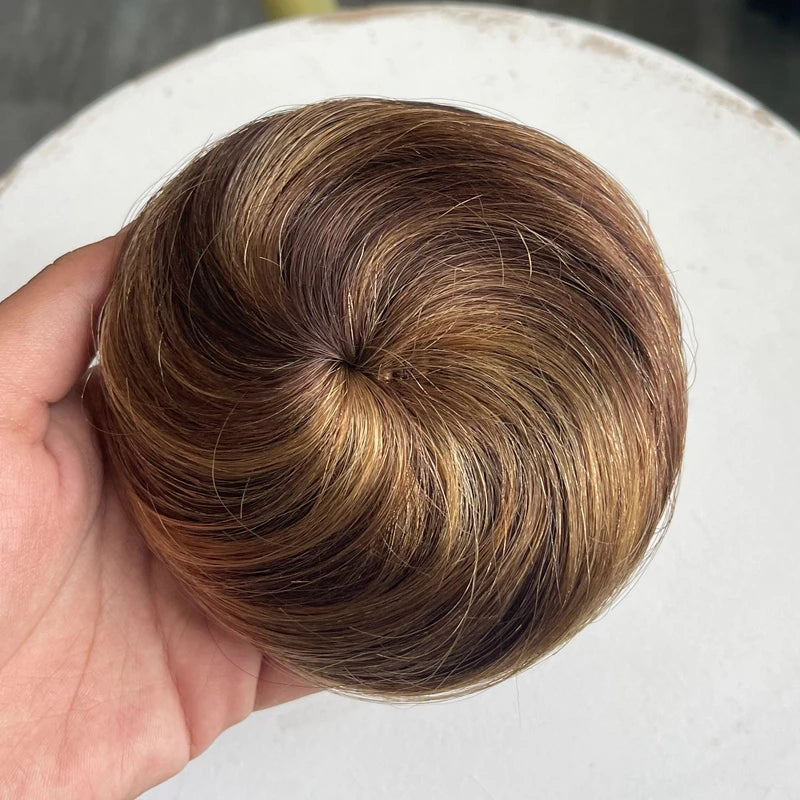 Hair Bun Human Hair Drawstring Hair Bun Wig Flexible Brown Blonde 6Inches Chignons Ponytail Hairpieces For Thinner Hair