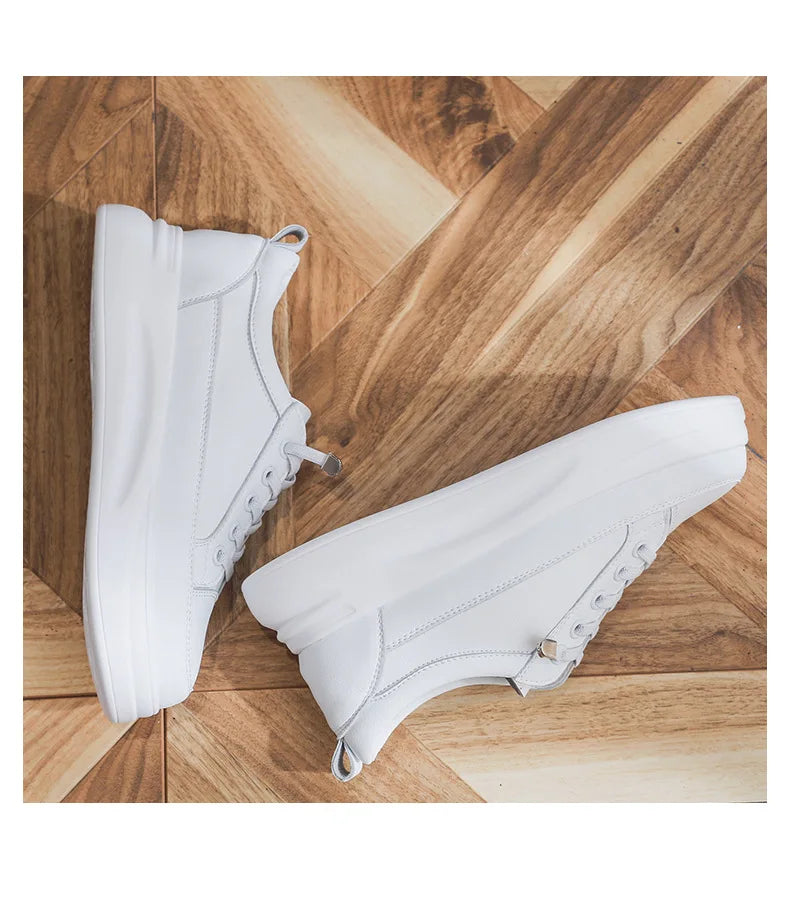 Fujin 4.5cm Genuine Leather Women Shoes Platform Flats Breathable Women Mesh Shoes White Sneakers Spring Autumn Summer Shoes