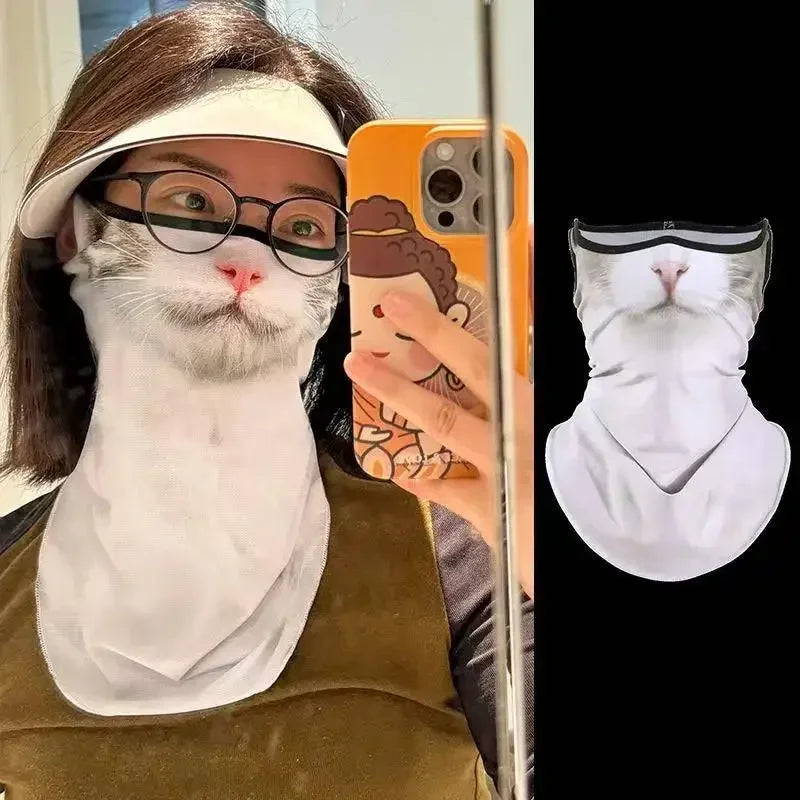 3d Printed Cats Dogs Design Full Face Mask Neck Protector Funny Cute Quick Dry Helmet Liner For Party Outdoor Windproof Masks