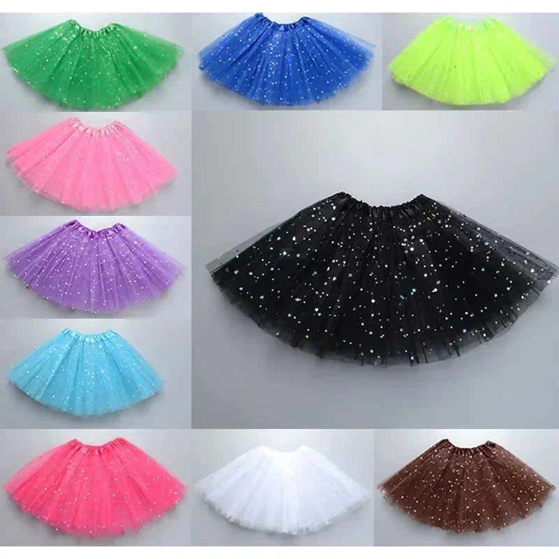 Wholesale  Girls Tulle Star Short Tutu Skirt Children Fancy Ballet Dancewear Party Costume Ball Gown Mini Skirt