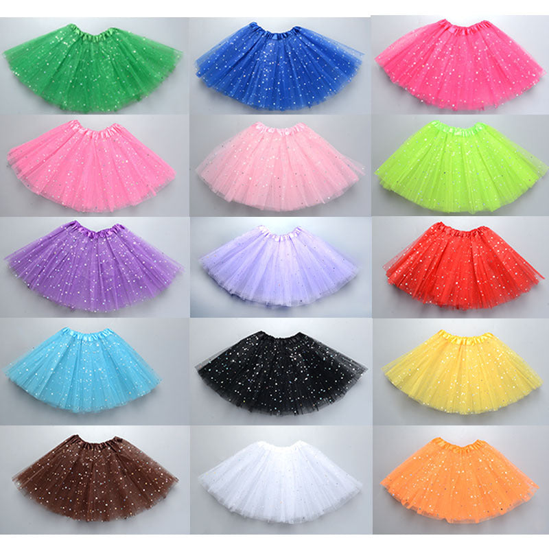 Wholesale  Girls Tulle Star Short Tutu Skirt Children Fancy Ballet Dancewear Party Costume Ball Gown Mini Skirt