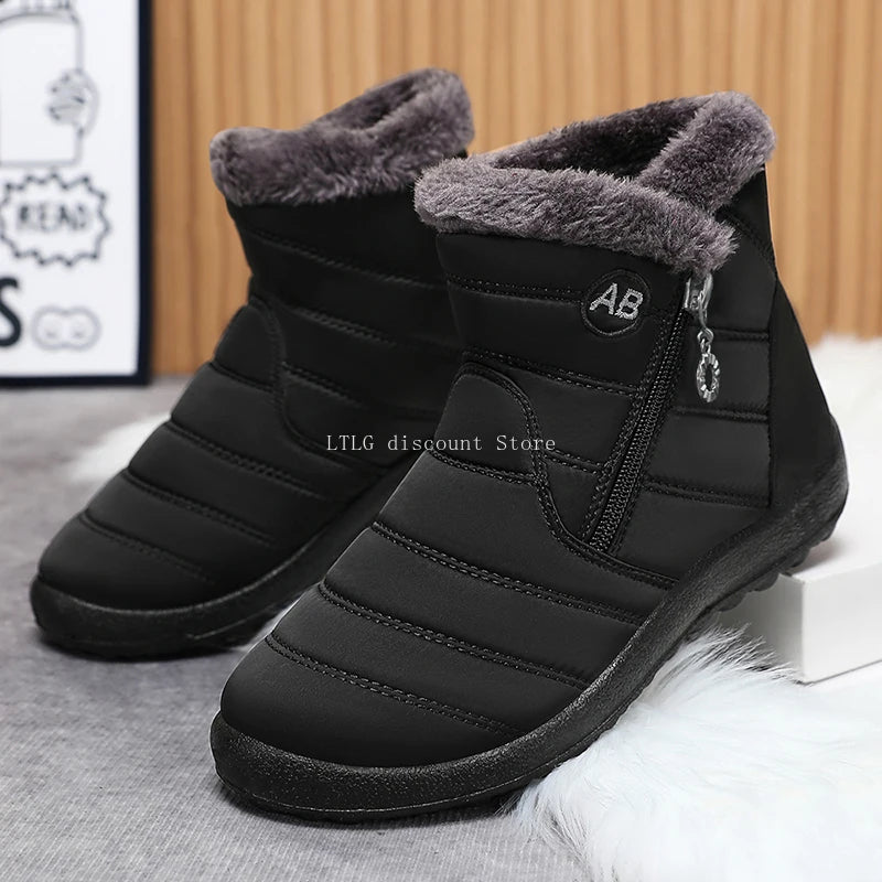 Women's Boots Women's Ankle Boots With Fur Winter Shoes Women Low Heels Winter Boots Snow Waterproof Botas Mujer Winter Footwear