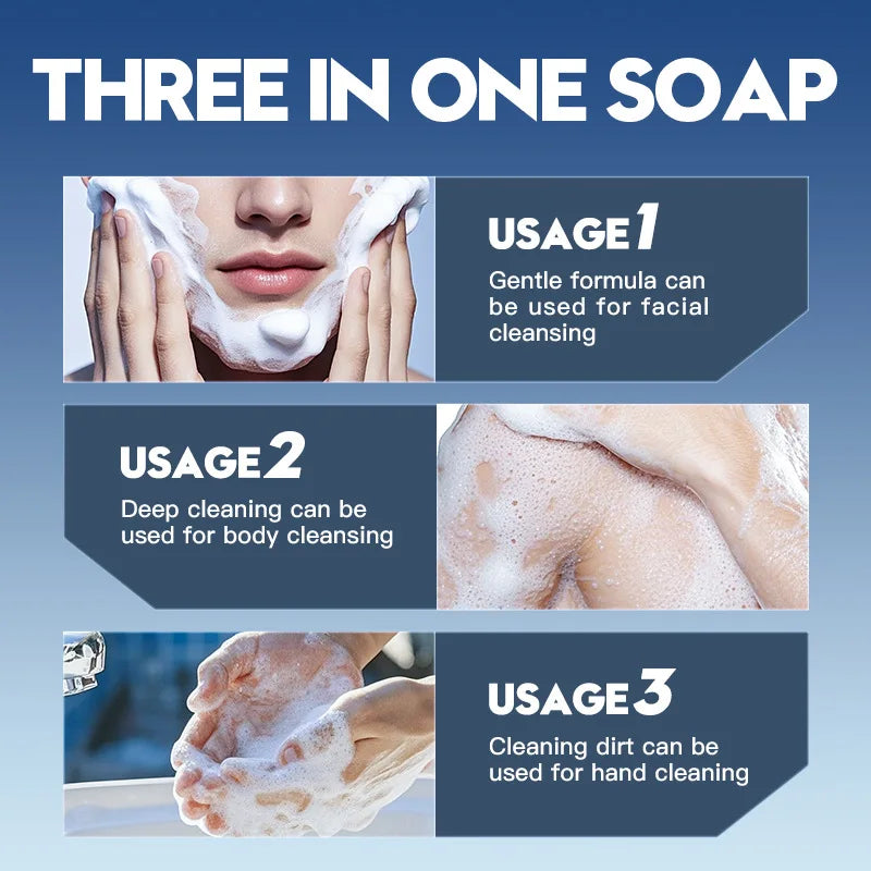 SADOER Men's Facial Soap Face Wash Foam Facial Cleanser Moisturizing Hydrating Oil Control Men Body Bathing Soap