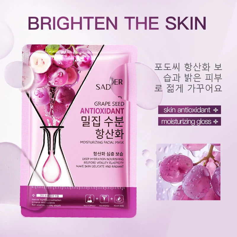 8pcs SADOER Fruits Face Mask for Facial Moisturizing Brightening Firming Hydrating Facial Masks Korean Skin Care Cosmetics