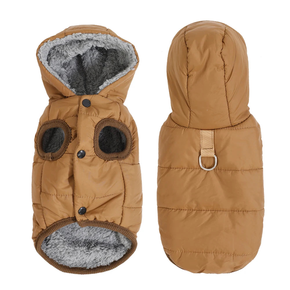 Warm Fleece Dog Coat Hoodie For Small Medium Dogs Winter Puppy Clothes Jacket With D-ring Thick Cozy Pug Dachshund Parka Costume