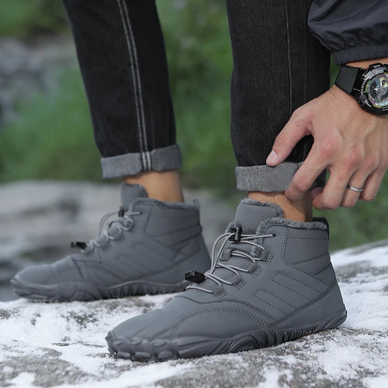 Winter Warm Running Barefoot Shoes Women Men Rubber Camping Sneakers Waterproof Non-Slip Breathable for Outdoor Walking