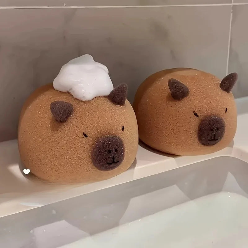 Bathroom Bath Balls Kapibala Face Wash  Rubbing Sponge Cute Soft  Wiping  Accessories