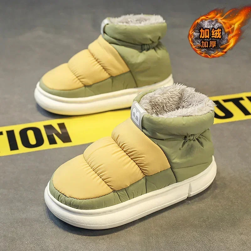 Snow Boots Men's Shoes Winter New Fashion Platform Indoor Plush Thick Cotton Boots Waterproof Anti Slip Down Warm Cotton Shoes