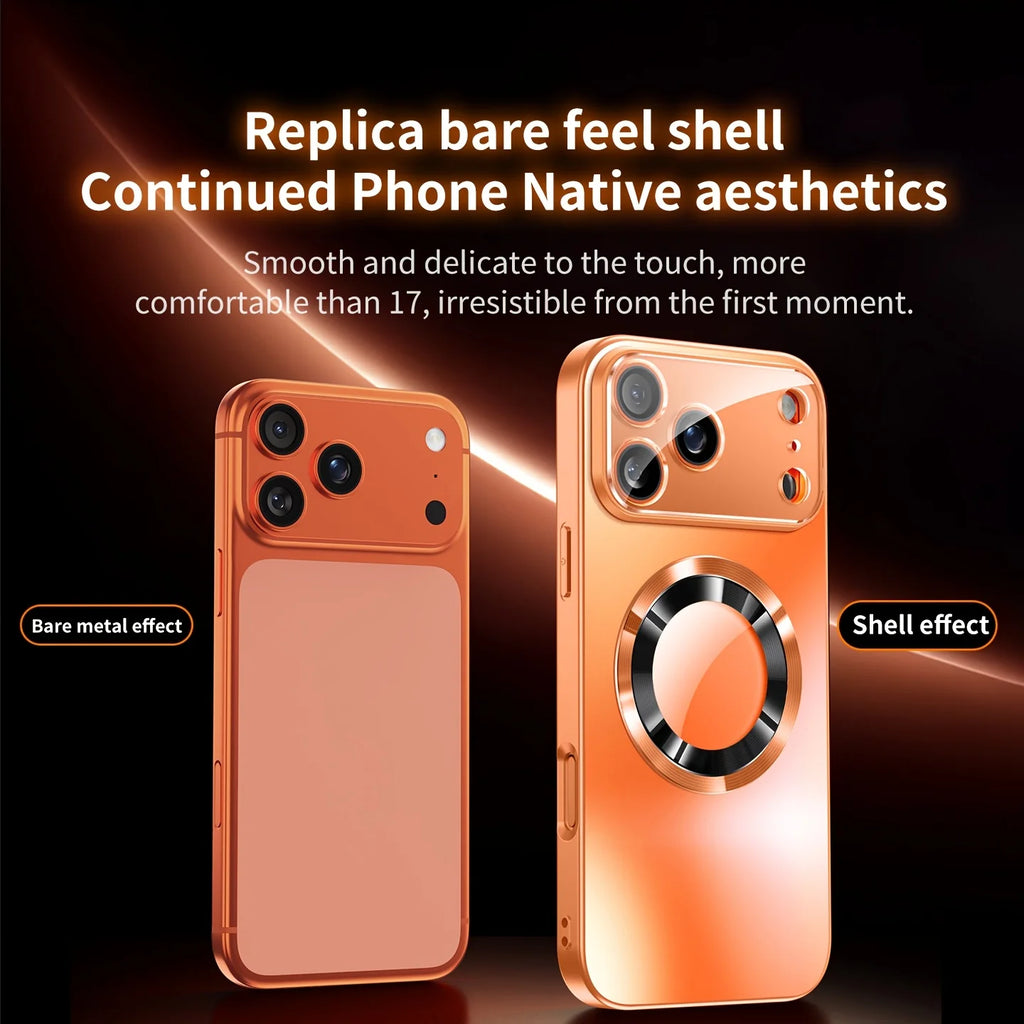 Luxury Titanium Metallic Matte Case For iPhone 17 16 15 14 13 12 11 Pro Max Plus For Magsafe Glass Lens Protection back Cover