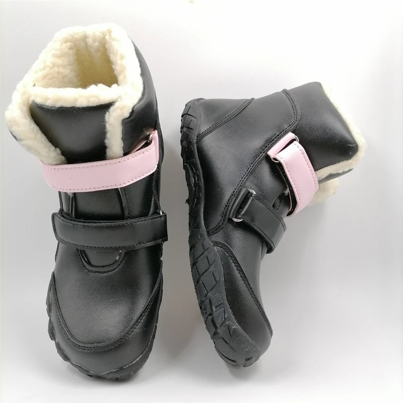 ZZFABER Girls Barefoot Boots Warm Soft  Winter Shoes for Girls Flexible Snow Boots