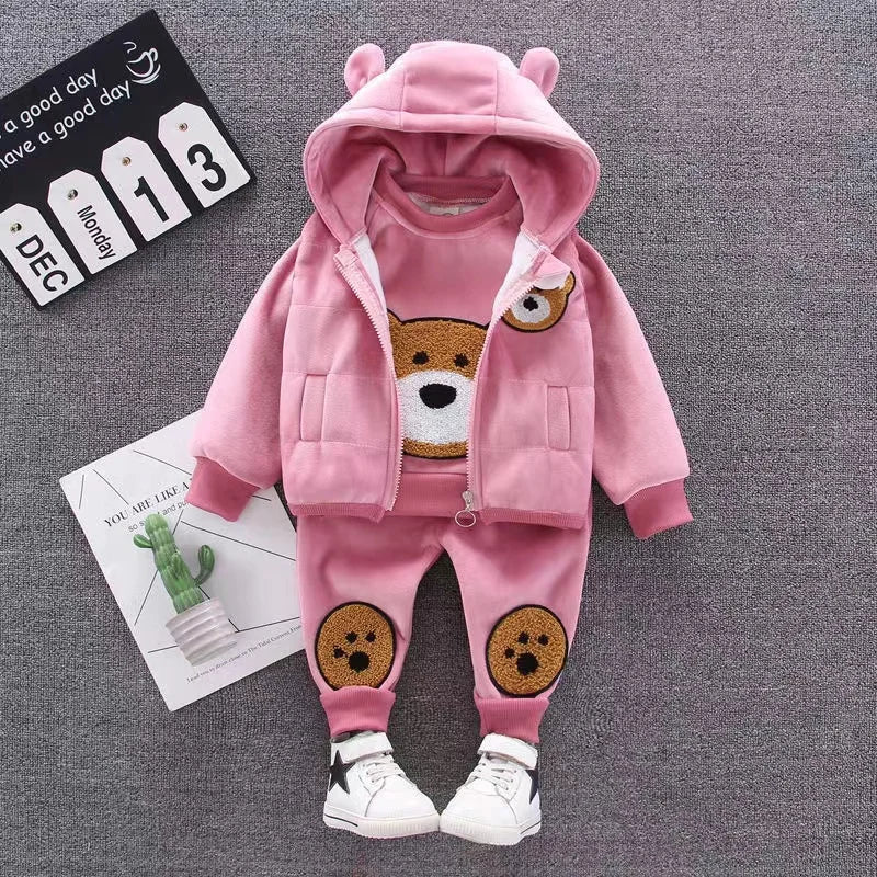 3Pcs Newborn Clothes Baby Girl Clothes Sets Infant Outfit Autumn Winter Vest+Sweater+ Pants Toddler Clothing Set Warm Suits 0-4Y