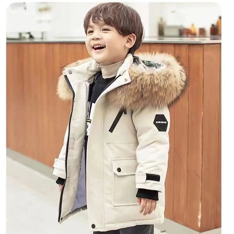 Winter Warm Children Outdoor Clothes Thick Hooded Quilted Jacket Coat With Pockets For Boys Windproof Outerwear Fashion Parkas