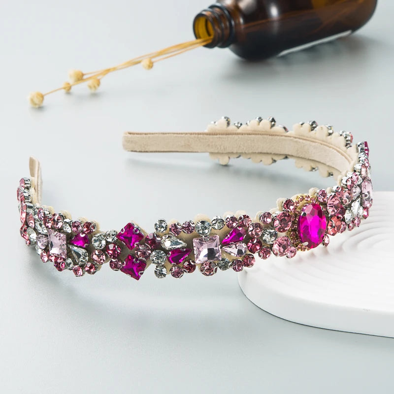 Baroque Retro Court Headband, Popular Design With Rhinestone Crystal Hair Band, Korean Style Face Wash Hair Accessories