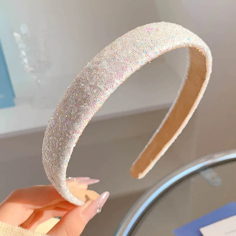 New Korean Style Sponge Headband for Women Elegant Gold Label Blue Wide Brimmed Hair Band Fashion Girl Face Wash Hair Hoop