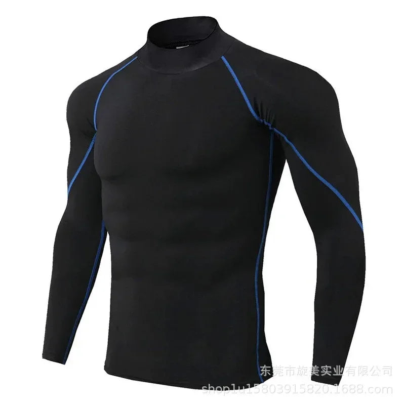 Men High Collar Thermal Underwear Elastic Thermal Shirt Man Compression Undershirts Long Johns Man Sport First Layer Sleepwear