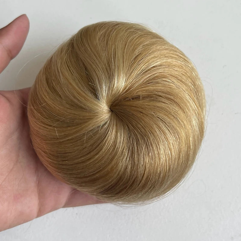 Hair Bun Human Hair Drawstring Hair Bun Wig Flexible Brown Blonde 6Inches Chignons Ponytail Hairpieces For Thinner Hair
