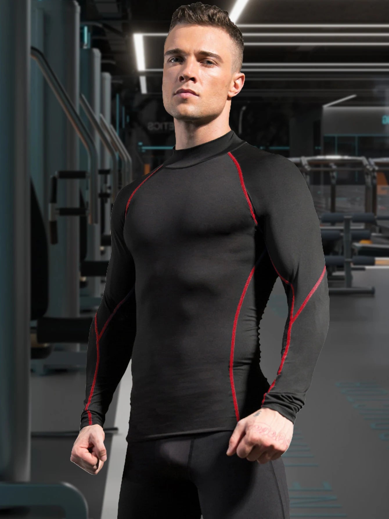 Men High Collar Thermal Underwear Elastic Thermal Shirt Man Compression Undershirts Long Johns Man Sport First Layer Sleepwear