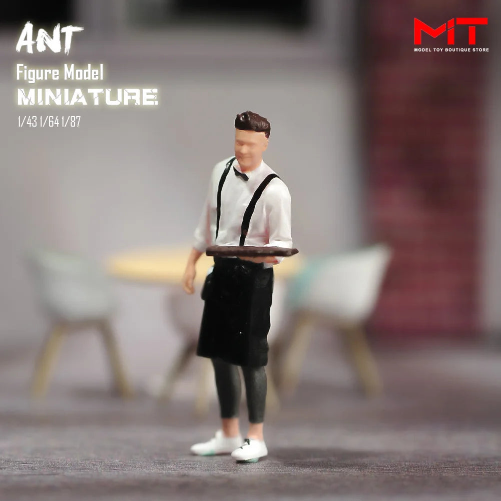 Miniature Figurines 1/87 1/64 1/43 1/24 Restaurant Waiter Diners Smoking Man Model Scene Figure DIY Creative Photography Props