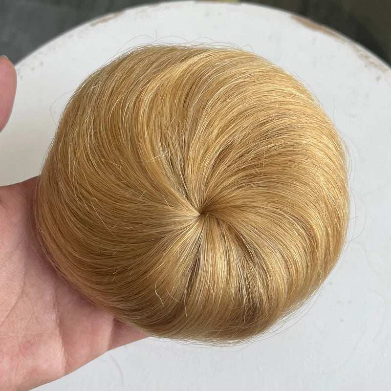 Hair Bun Human Hair Drawstring Hair Bun Wig Flexible Brown Blonde 6Inches Chignons Ponytail Hairpieces For Thinner Hair