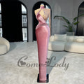 Comelody Chic Graduation Dresses High Neck One-Shoulder Rhinestones Pleat Novelty Woman Dress Vestidos De Gala Customized