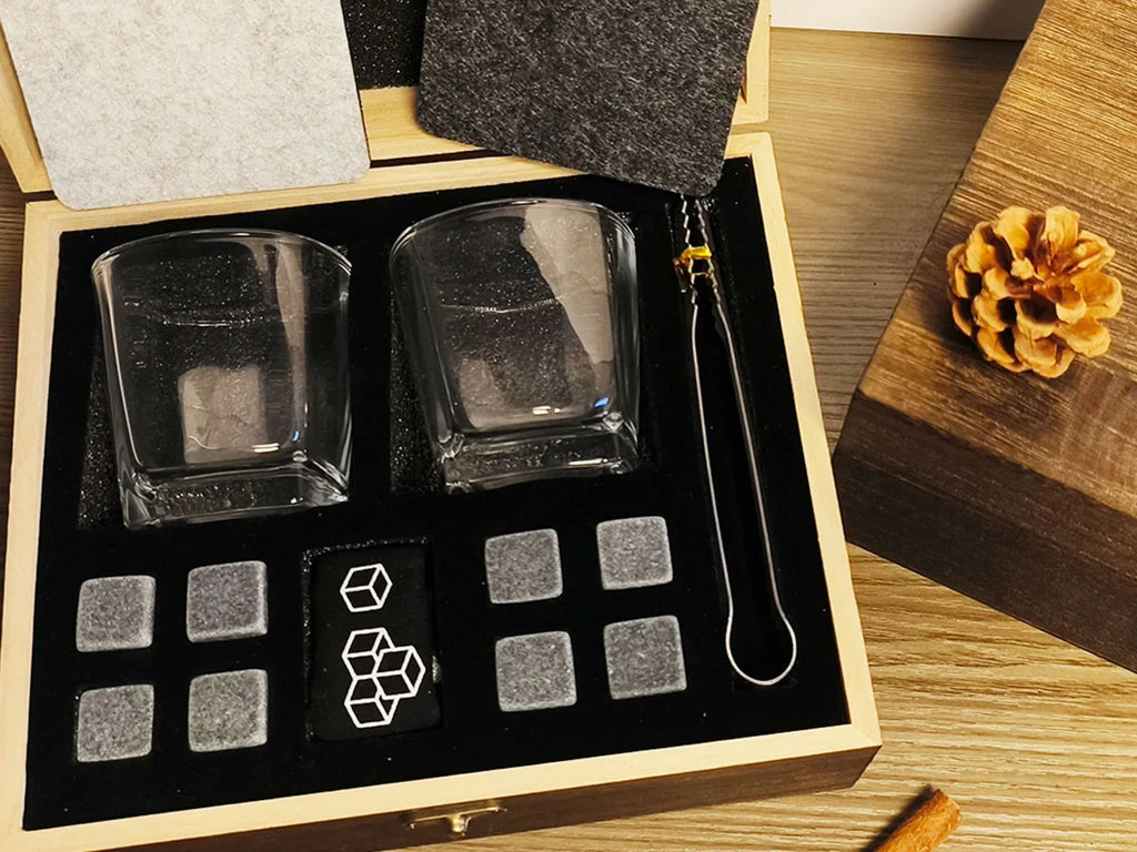 Whiskey Gifts for Men Father's Day Present Whiskey Granite Chilling Stones Scotch Bourbon for Dad Husband Birthday Party Wedding