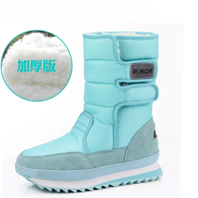 Winter Thick Women's Snow Boots Warm Plush Mid-calf Boots Non Slip Waterproof Platform botas invierno mujer Casual White Shoes