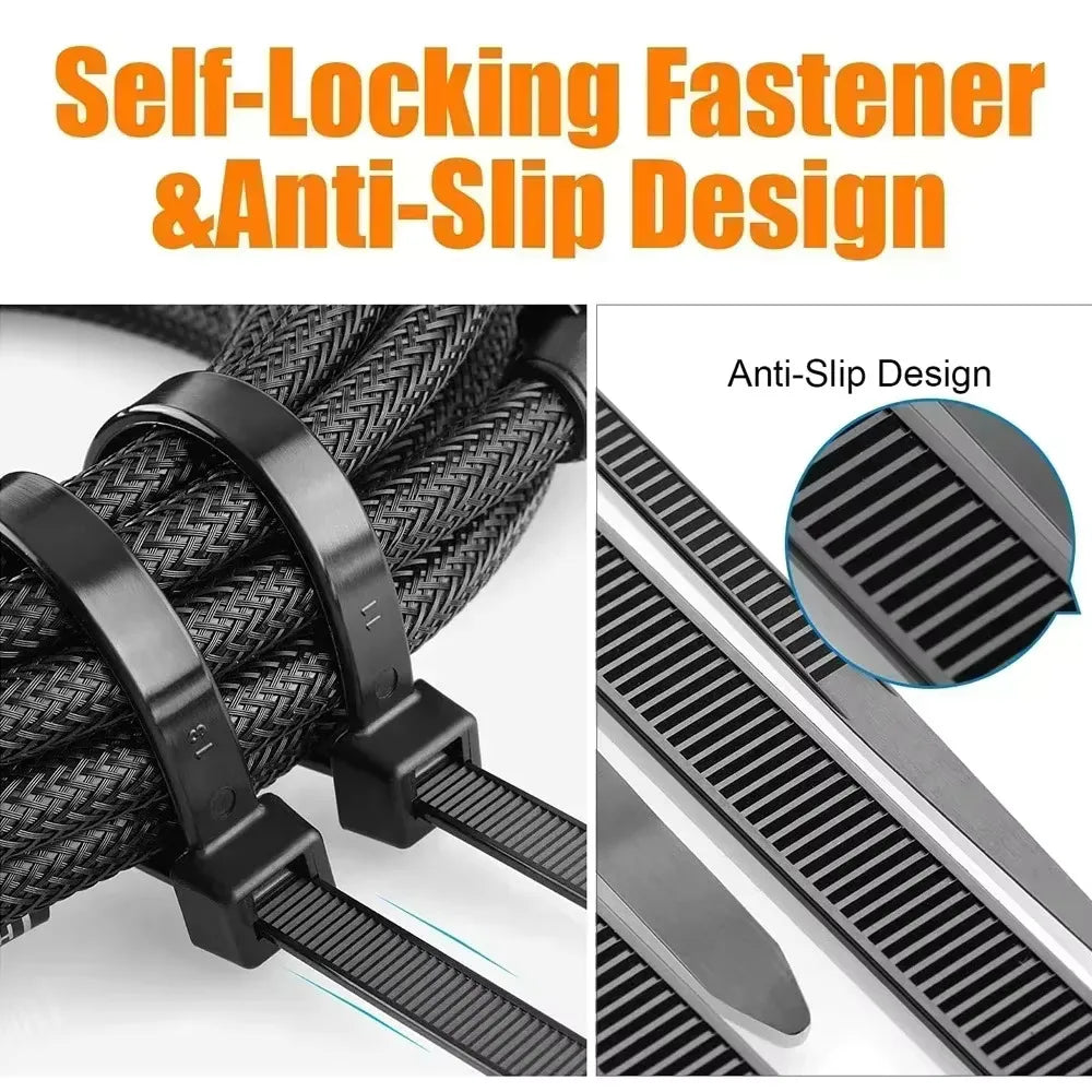 100PCS Plastic Nylon Cable Ties Self-locking Cord Ties Straps Adjustable Cables Fastening Loop Home Office Wire Zip Ties