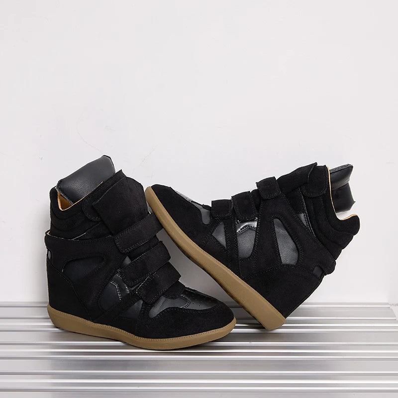 AIYUQI Women’s Ankle Boots 2026 New Genuine Leather 8CM Hidden Heel Women’s Platform Casual Sneakers Women