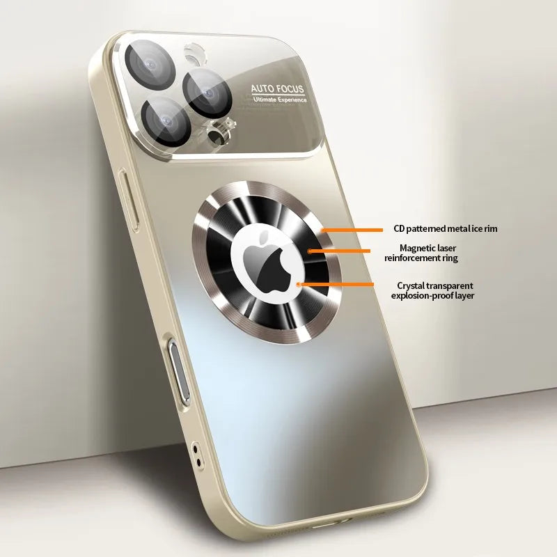 New Titanium Metallic Luxury Matte Case For iPhone 16 15 14 13 12 11 Pro Max Plus For Magsafe Glass Lens Camera Protection Cover