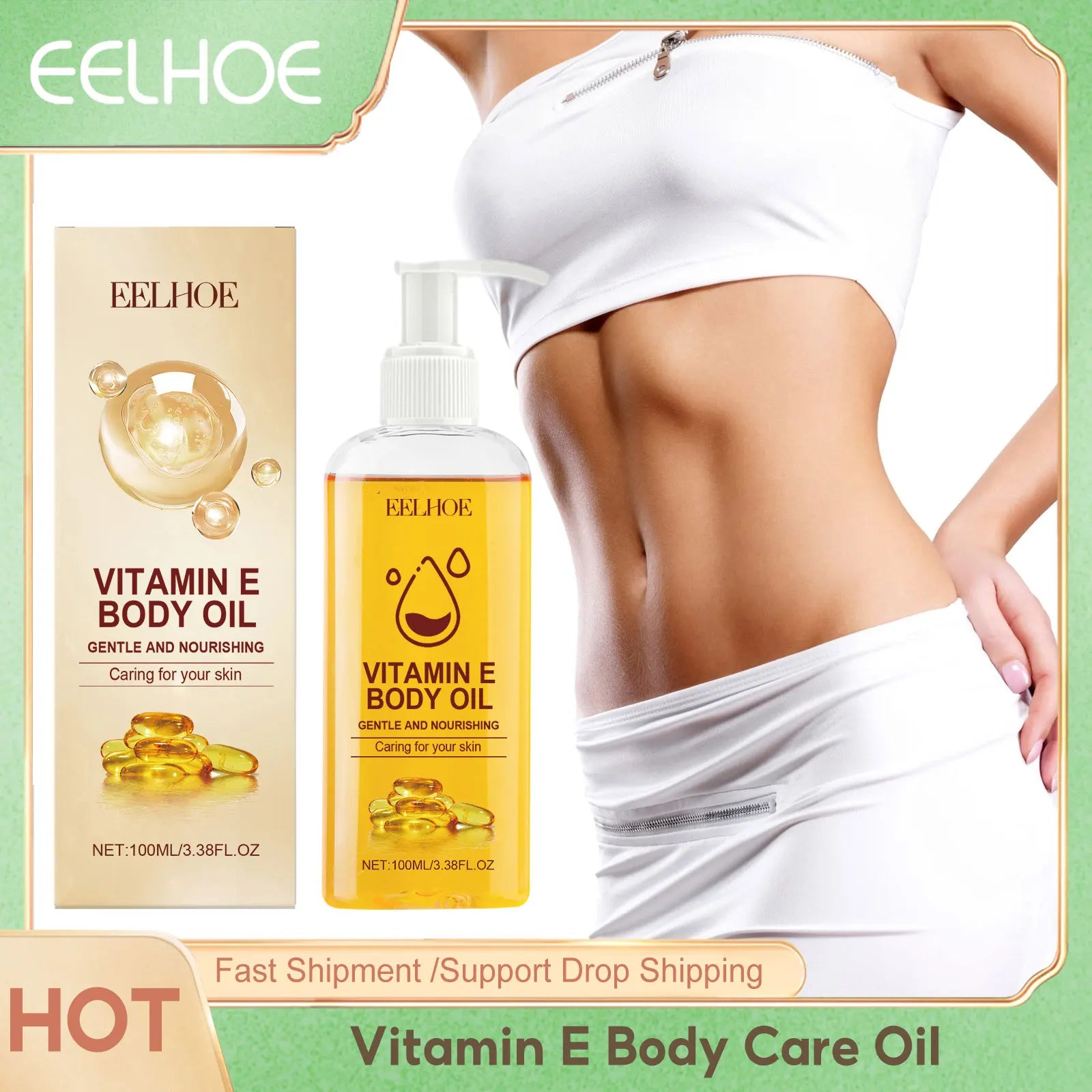 Vitamin E Body Care Oil Massage Spa Long-Lasting Fragrance Lifting Tighten Weight Loss DIY Smoothing Skin Essential Oils 100ml