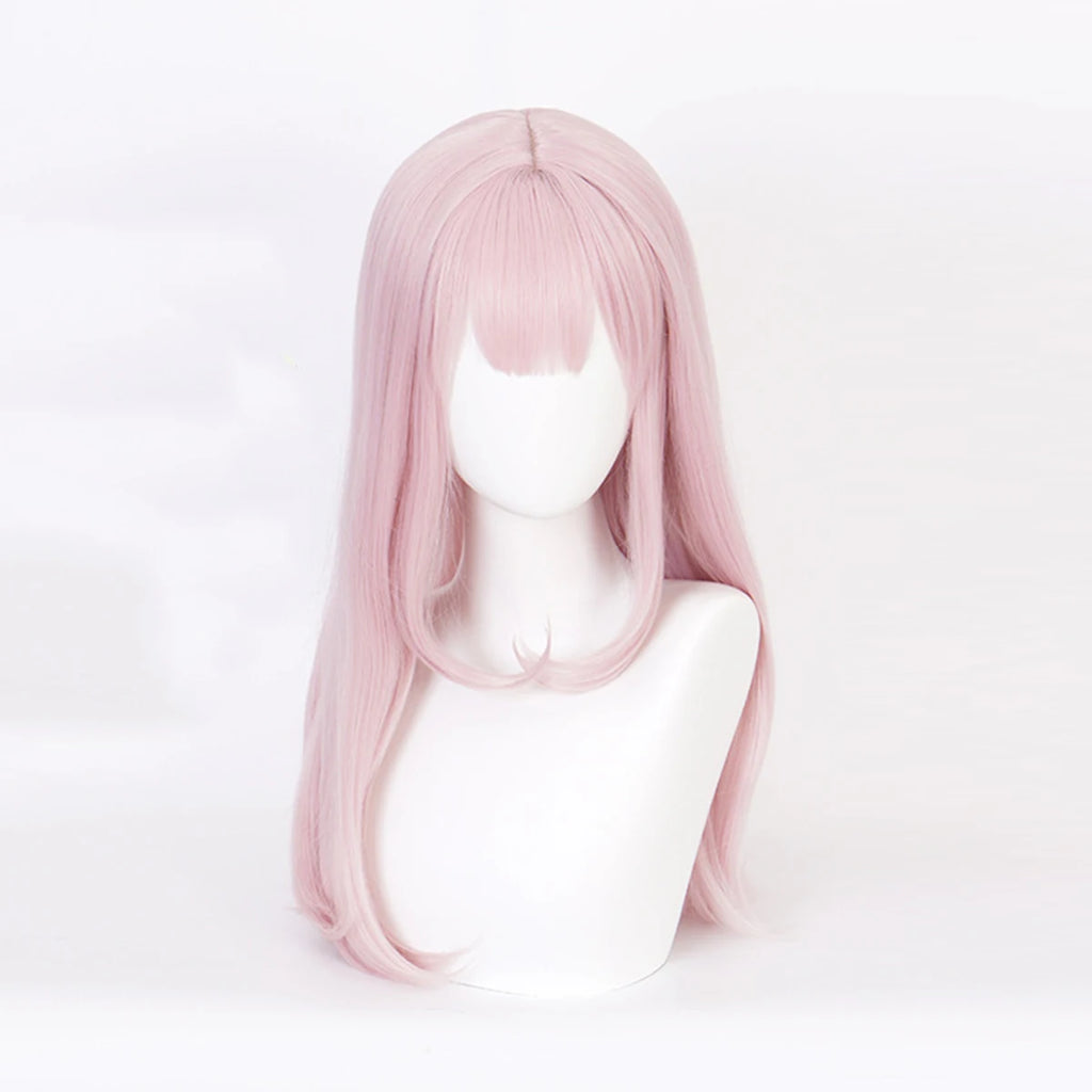 RANYU Anime Pink Long Straight Wig Synthetic With Bangs Women Natural Hair for Coaplay Lolita Daily Party