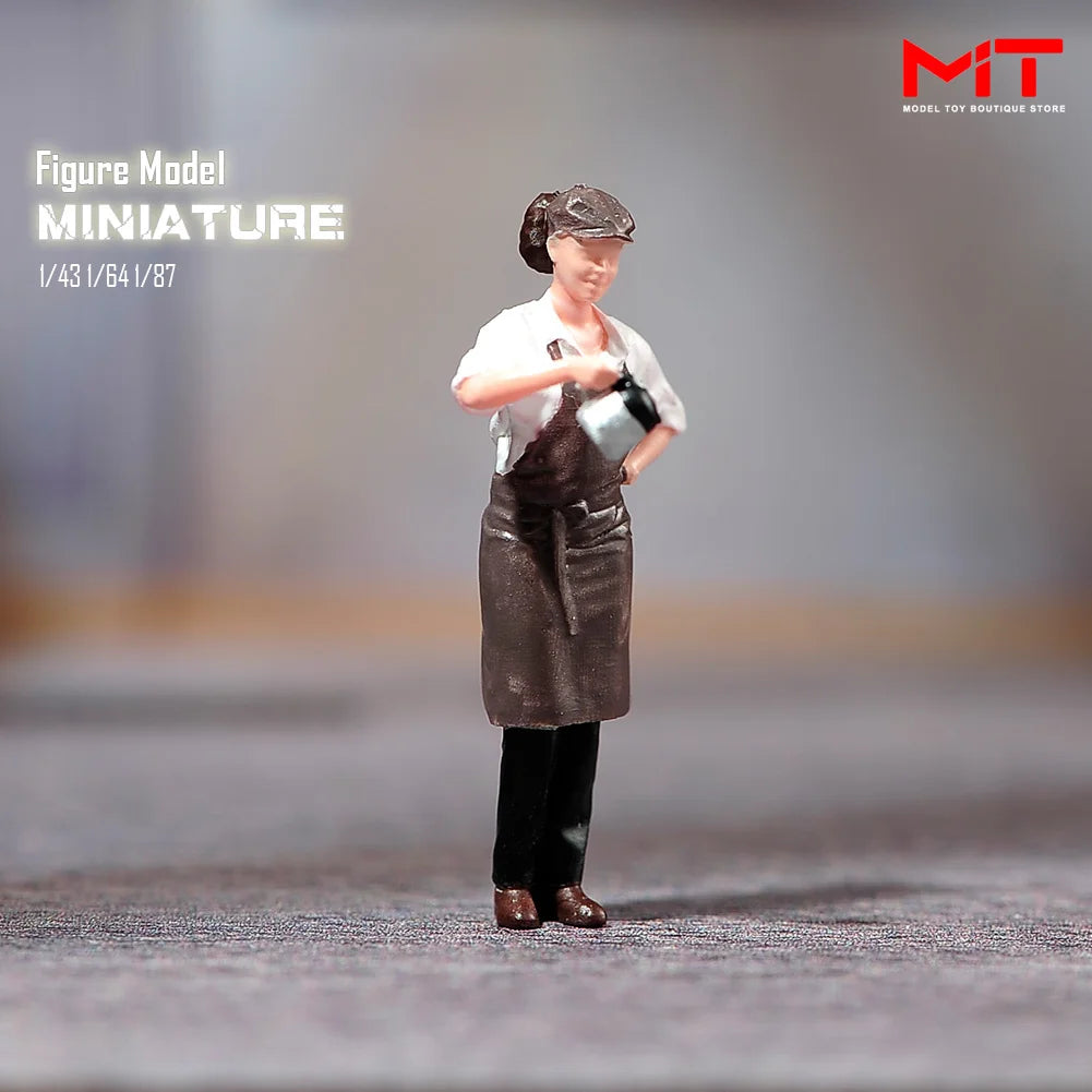 Miniature Figurines 1/87 1/64 1/43 1/24 Restaurant Waiter Diners Smoking Man Model Scene Figure DIY Creative Photography Props