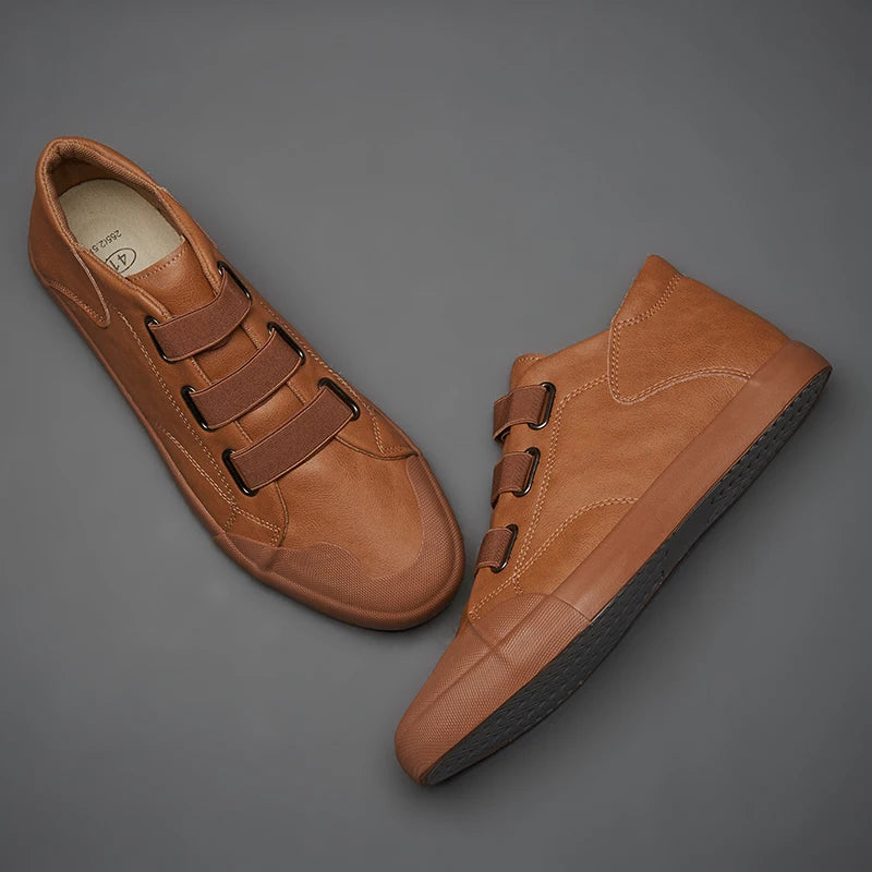 Men's Leather Casual Shoes Breathable Trend Pu Leather Men Wear-Resistant Designer Sneakers British Wild Simple Flats BD20245
