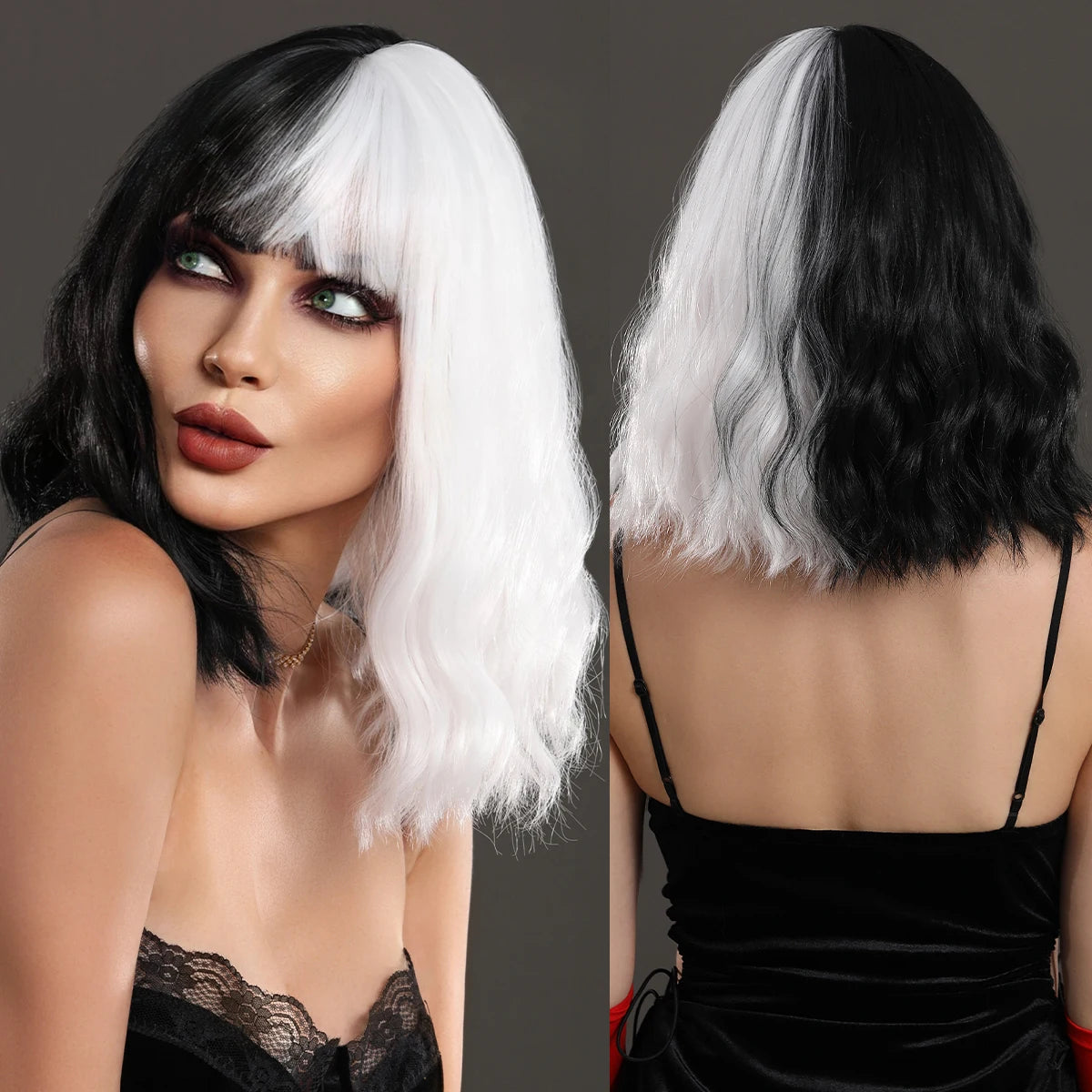 7JHH WIGS Short Bob Wig Ombre Blonde Wig for Women Daily Party Natural Synthetic Hair Wig with Bangs Heat Resistant Fiber