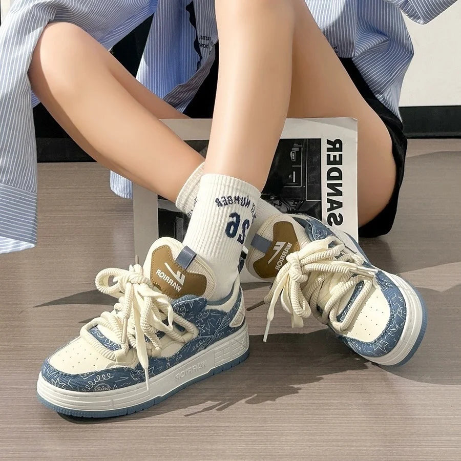 Unisex Thick Bottom Casual Sports Shoes Spring New Style Couple Matching Low Top Cross Buckle Velcro Sneakers for Men And Women