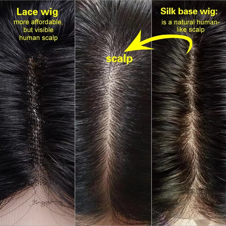 Silk Base Wig Brown 100% Human Hair Wig with Bangs 6x6“ Real Virgin European for Women 24”Raw Hair with PU Around Everyday Wear