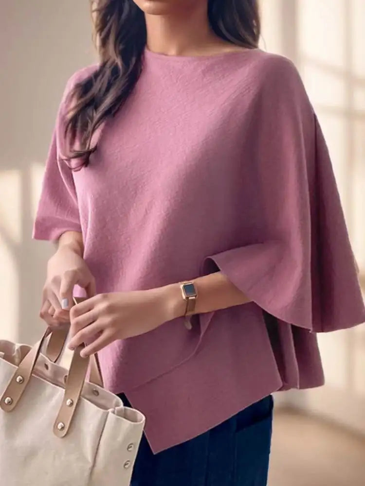 ZANZEA Women Fashion Blouse Chic 3/4 Sleeve Ruffle Hem Top Shirt 2026 Summer Round Neck Loose Blusa Elegant Irregular Work Tunic