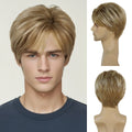 Synthetic Hair Short Straight Men Wig Blonde Color Heat Resistant Wigs for Male Halloween Daily Costume Party Natural Looking