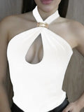 Summer Fashion Sexy Vest Top For Women Hollow Out Backless Twist Solid Cropped Y2k Top Patchwork Female Short Tank Top New 2026