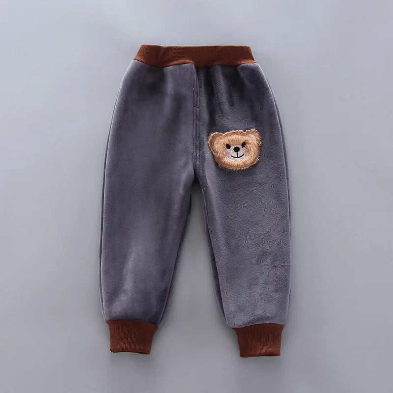 Warm Baby Girls Boys Homewear Autumn Cartoon Bear Fashion Flannel Clothes  Two-piece Set Kids Sleepwear Children Pajamas