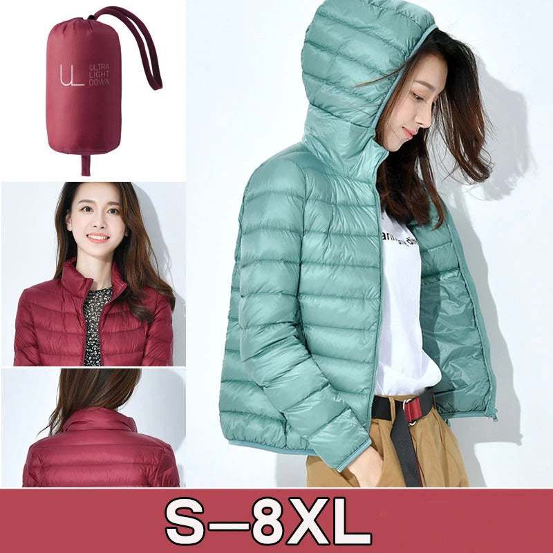 Johnature 2026 New Women Coat Autumn Winter White Duck Down Jacket Solid Colors Warm Slim Zipper Fashion Light Down Coat
