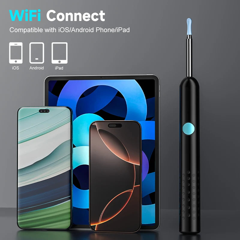 WiFi Visual Ear Scope 4.2mm 1080P Camera with Ear Spoon Base for iOS/Android Ear Cleaning Otoscope Endoscope Camera for Health