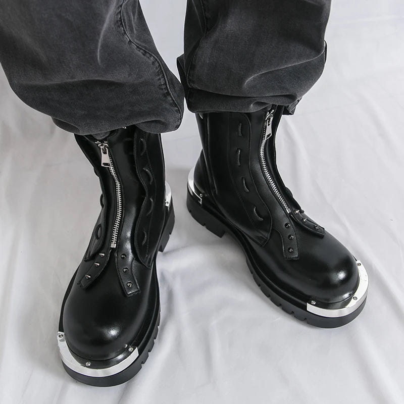 Winter Men Business Chelsea Shoes Black Men Long-sleeved Thick-soled Anti-slip Brand Warm Boots Outdoor Training Boots Men