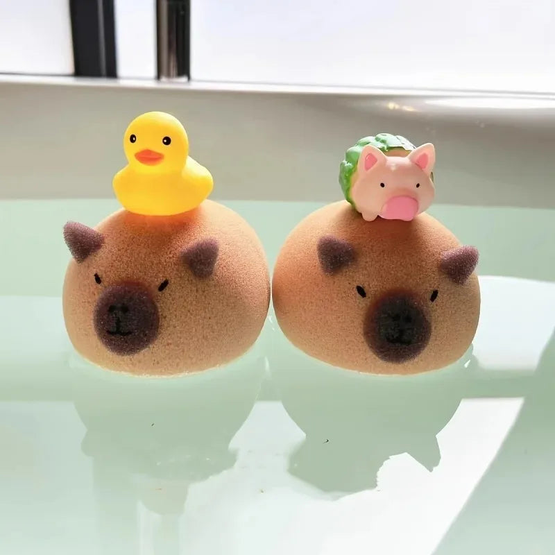 Bathroom Bath Balls Kapibala Face Wash  Rubbing Sponge Cute Soft  Wiping  Accessories