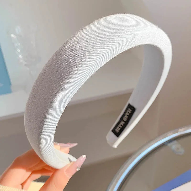 New Korean Style Sponge Headband for Women Elegant Gold Label Blue Wide Brimmed Hair Band Fashion Girl Face Wash Hair Hoop